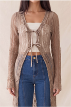 Load image into Gallery viewer, Self-tie Ruffle Trim Lace Cardigan