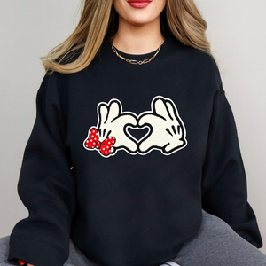 M & M Heart Shape Hands Chenille Patch Sweatshirt