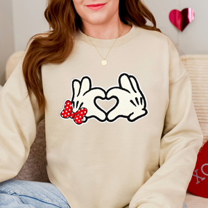 M & M Heart Shape Hands Chenille Patch Sweatshirt