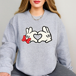 M & M Heart Shape Hands Chenille Patch Sweatshirt