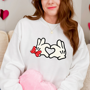 M & M Heart Shape Hands Chenille Patch Sweatshirt