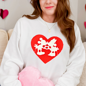 M & M Red Heart Chenille Patch Sweatshirt