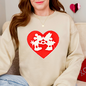 M & M Red Heart Chenille Patch Sweatshirt