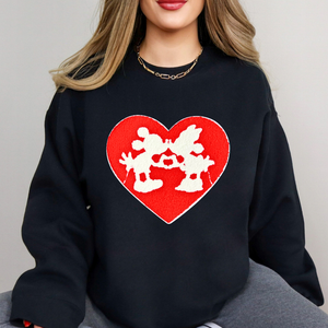 M & M Red Heart Chenille Patch Sweatshirt