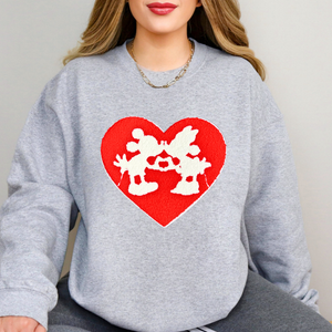 M & M Red Heart Chenille Patch Sweatshirt