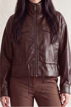 Load image into Gallery viewer, Faux Leather Full Zipper Mock Jacket
