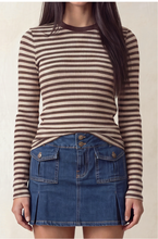 Load image into Gallery viewer, Stripe Long Sleeve Crew Neck Top

