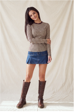 Load image into Gallery viewer, Stripe Long Sleeve Crew Neck Top
