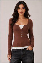 Load image into Gallery viewer, Button Front Henley Long Sleeve
