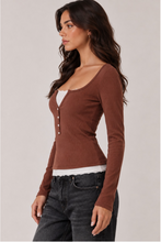 Load image into Gallery viewer, Button Front Henley Long Sleeve
