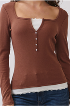 Load image into Gallery viewer, Button Front Henley Long Sleeve
