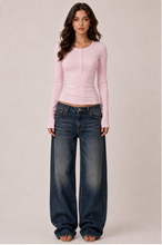 Load image into Gallery viewer, Long Sleeve Henley Neck Button Top
