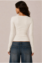 Load image into Gallery viewer, Long Sleeve Henley Neck Button Top
