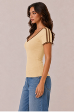 Load image into Gallery viewer, Short Sleeve Ringer V-neck Baby Tee
