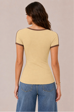 Load image into Gallery viewer, Short Sleeve Ringer V-neck Baby Tee
